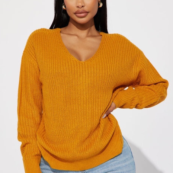 Fashion Nova Gold Knit Sweater Top - Picture 2 of 7